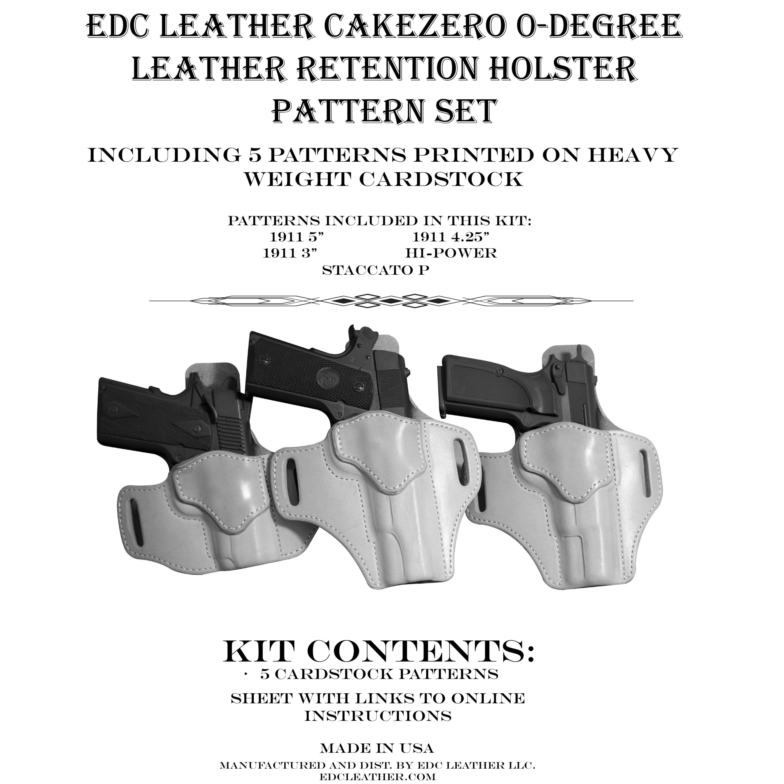 752 CakeZero 1911 Holster Pattern Pack (16 patterns) These are Digital  patterns in PDF Format – EDC Leather