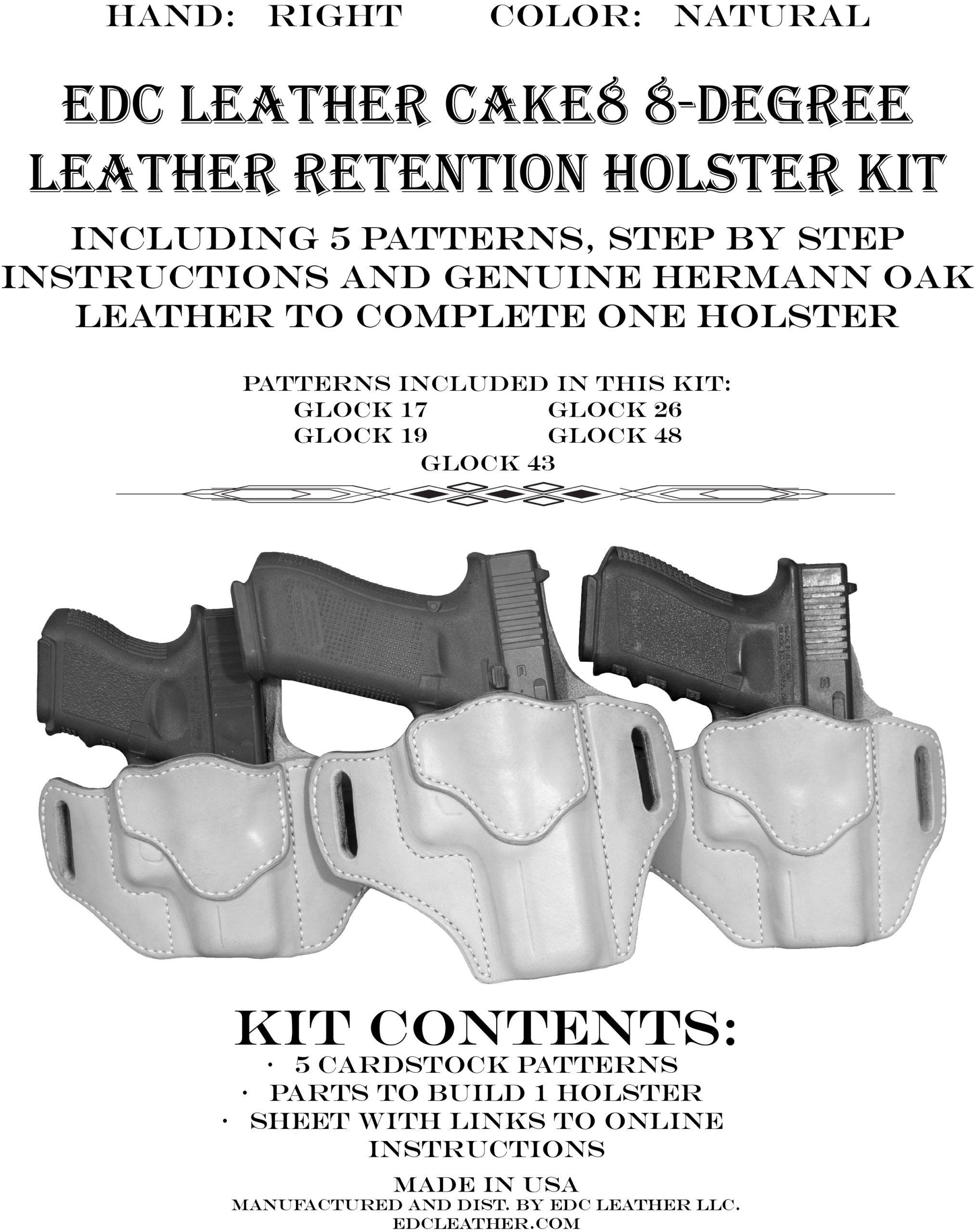 Cake 8 Holster Kits Glock (printed patterns and leather shape) – EDC Leather